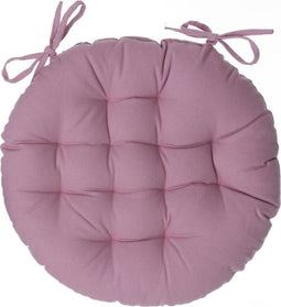 Atmosphera DELUXE stoelkussen rond roze - ronde stoelkussens - D38 cm - Met 2 lintjes