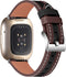 Leren Bandje Geschikt Voor Fitbit Versa 4, Sense 2 - Zwart / Bruin