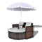 vidaXL - Tuinbed - met - parasol - poly - rattan - bruin