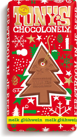Tony's Chocolonely Kerstmis Kerstboom Chocolade - Reep Melkchocolade met Glühwein Kerst Geschenk Kerstcadeau Feestdagen 1 x 180 Gram Fairtrade Belgische Chocola
