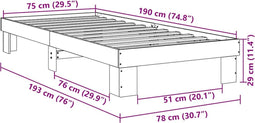 vidaXL - Bedframe - zonder - matras - 75x190 - cm - massief - hout - eiken