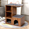 Coast Kattenspeelhuis - Hout - Krabpaal met Pluche Zitting - Bruin - 69x39x80,5 cm