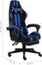 vidaXL - Racestoel - met - voetensteun - kunstleer - zwart - en - blauw