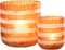 J-Line windlicht Strepen - glas - oranje/wit - large