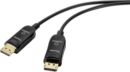 Renkforce Glasvezel / DisplayPort Aansluitkabel DisplayPort-stekker, DisplayPort-stekker 30.00 m Zwart UHD 8K @ 60 Hz,