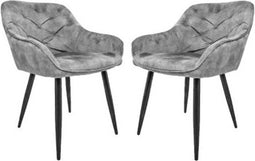 HSM Collection Eetkamerstoel Liverpool Velours/Metaal Lichtgrijs Set van 2