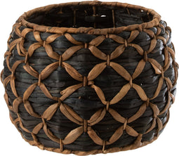 J-Line mand Roni Bol - hout - zwart/bruin - small - Ø 32.5 cm