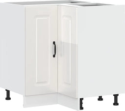 vidaXL - Hoekkeukenonderkast - Kalmar - bewerkt - hout - hoogglans - wit