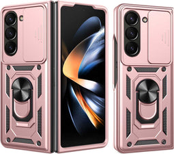 iMoshion Hoesje Geschikt voor Samsung Galaxy Z Fold 5 Hoesje - iMoshion Rugged Backcover met ring - Rosé Goud