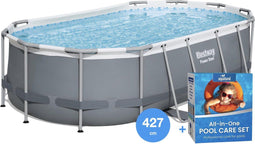 427 x 250 x 100 cm Bestway Power Steel Zwembad + Complete Onderhoud Set