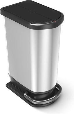 Rotho Paso pedaalemmer - afvalscheider 50L - 2x25L - BPA vrij - zilver metallic