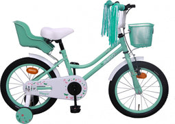AMIGO Magic Meisjesfiets - Kinderfiets 16 inch - Met Terugtraprem en Zijwieltjes - Turquoise