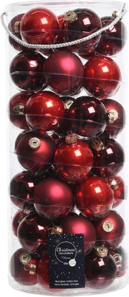 2 stuks Kerstbal glas mix rood dia6cm assortie
