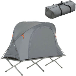 SoBuy OGS60-HG - Opblaasbare Camping Tent - 3-in-1 met Veldbed en Luchtmatras - Lichtgrijs