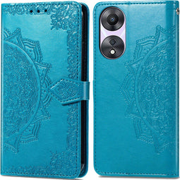 iMoshion Hoesje Geschikt voor Oppo A58 Hoesje Met Pasjeshouder - iMoshion Mandala Bookcase - Turquoise