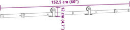 vidaXL - Doos - met - onderdelen - voor - schuifdeur - 152,5 - cm - staal - zwart