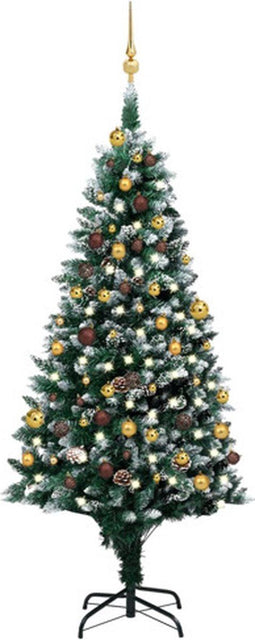 vidaXL - Kunstkerstboom - met - verlichting - kerstballen - dennenappels - 180 - cm