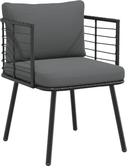 vidaXL - Tuinstoel - met - kussens - poly - rattan - zwart