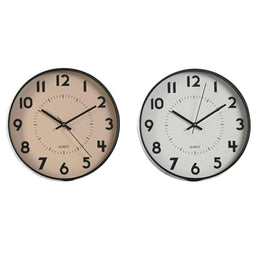 Muurklok Home ESPRIT Wit Beige PVC 30 x 4 x 30 cm (2 Stuks)