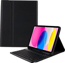 Lunso - Geschikt voor iPad 10 (2022) - Afneembare hoes met Toetsenbord - Zwart