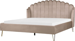 AMBILLOU - Tweepersoonsbed - Taupe - 180 x 200 cm - Fluweel