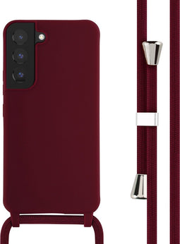 iMoshion Hoesje Geschikt voor Samsung Galaxy S22 Hoesje Met Koord - iMoshion Siliconen hoesje met koord - Donkerrood