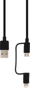 Mobilize 2in1 USB-A naar Apple Lightning / Micro USB Kabel MFI 1.5 Meter - Zwart