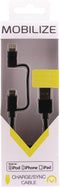 Mobilize 2in1 USB-A naar Apple Lightning / Micro USB Kabel MFI 1.5 Meter - Zwart