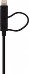 Mobilize 2in1 USB-A naar Apple Lightning / Micro USB Kabel MFI 1.5 Meter - Zwart