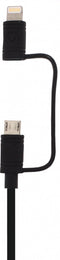 Mobilize 2in1 USB-A naar Apple Lightning / Micro USB Kabel MFI 1.5 Meter - Zwart