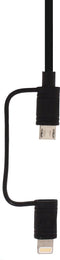 Mobilize 2in1 USB-A naar Apple Lightning / Micro USB Kabel MFI 1.5 Meter - Zwart