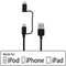 Mobilize 2in1 USB-A naar Apple Lightning / Micro USB Kabel MFI 1.5 Meter - Zwart