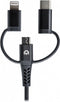 Mobilize 3in1 Nylon USB-A naar Apple Lightning / Micro USB / USB-C Kabel MFI 1.5 Meter - Zwart