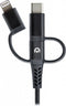 Mobilize 3in1 Nylon USB-A naar Apple Lightning / Micro USB / USB-C Kabel MFI 1.5 Meter - Zwart