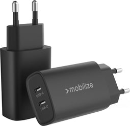 Mobilize 45W Power Delivery / PPS Charge 2-Poorts USB-C Adapter Zwart
