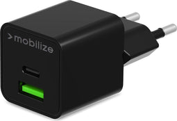 Mobilize Dual USB / USB-C Oplader Power Delivery 30W - Zwart