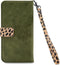 Mobilize - Geschikt voor - iPhone 8 Plus Hoesje - Uitneembare Gelly Wallet Case Luipaard Donker Groen