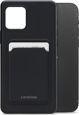 Mobilize Hoesje geschikt voor Apple iPhone 12 Telefoonhoesje met Kaarthouder Flexibel TPU | Mobilize Rubber Gelly Card Backcover met Pasjeshouder | Kaarthouder voor 1 Pasje | backcover Hoesje voor Pinpas / OV Kaart / Rijbewijs - Matt Black | Zwart