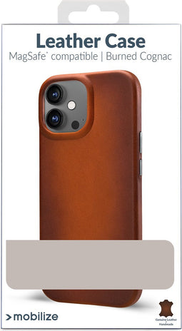 Mobilize Hoesje geschikt voor Apple iPhone 16 Plus MagSafe Telefoonhoesje Echt Leer | Mobilize Premium Backcover | Geschikt voor MagSafe | Geschikt voor Draadloos Opladen met Magnetische Ring | MagSafe Case - Burned Cognac | Cognac