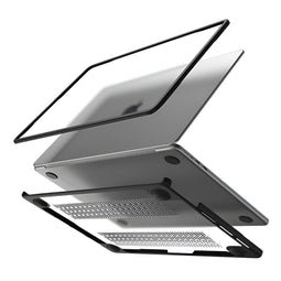 Mobilize Laptophoes geschikt voor Apple MacBook Air 13 Inch (2022-2024) Hoes Hardshell Laptopcover MacBook Case | Mobilize Protection Cover - Transparant / Zwart - Model A2681