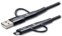 Mobilize Nylon Kabel 4in1 USB-C naar USB-C + Micro USB + USB-A 1.5 meter Zwart