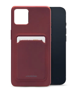 Mobilize Rubber Gelly Card Telefoonhoesje geschikt voor Apple iPhone 13 Hoesje Flexibel TPU Backcover met Pasjeshouder - Bordeaux