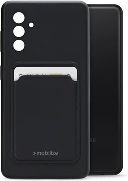 Mobilize Rubber Gelly Card Telefoonhoesje geschikt voor Samsung Galaxy A04s/A13 5G Hoesje Flexibel TPU Backcover met Pasjeshouder - Matt Black