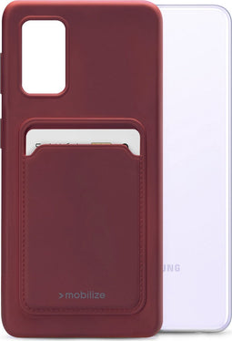 Mobilize Rubber Gelly Card Telefoonhoesje geschikt voor Samsung Galaxy A32 5G Hoesje Flexibel TPU Backcover met Pasjeshouder - Bordeaux