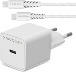 Mobilize Single USB-C Oplader Apple Lightning 1 Meter Power Delivery 20W - Wit