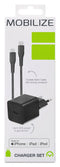 Mobilize Single USB-C Oplader Apple Lightning 1 Meter Power Delivery 20W - Zwart