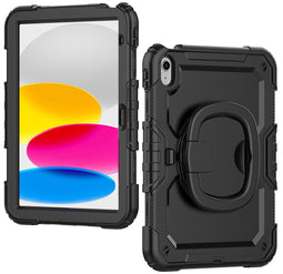 Mobilize Tablethoes geschikt voor Apple iPad 10 (2022) Hardcase Backcover | Mobilize Rotating Defender + Schouderband | Schokbestendig iPad 10 (2022) Telefoonhoesje | Anti Shock Proof + Standaard - Zwart