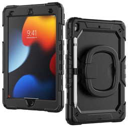 Mobilize Tablethoes geschikt voor Apple iPad 7 (2019) Hardcase Backcover | Mobilize Rotating Defender + Schouderband | Schokbestendig iPad 7 (2019) Telefoonhoesje | Anti Shock Proof + Standaard - Zwart