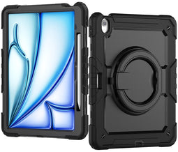 Mobilize Tablethoes geschikt voor Apple iPad Air 13 Inch (2024) Hardcase Backcover | Mobilize Rotating Defender + Schouderband | Schokbestendig iPad Air 13 Inch (2024) Telefoonhoesje | Anti Shock Proof + Standaard - Zwart