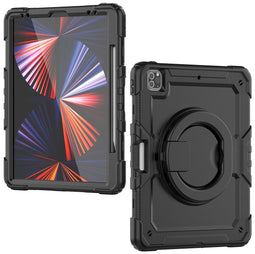 Mobilize Tablethoes geschikt voor Apple iPad Pro 12.9 Inch (2018) Hardcase Backcover | Mobilize Rotating Defender + Schouderband | Schokbestendig AppleiPadPro12.9Inch(2018) Telefoonhoesje | Anti Shock Proof + Standaard - Zwart